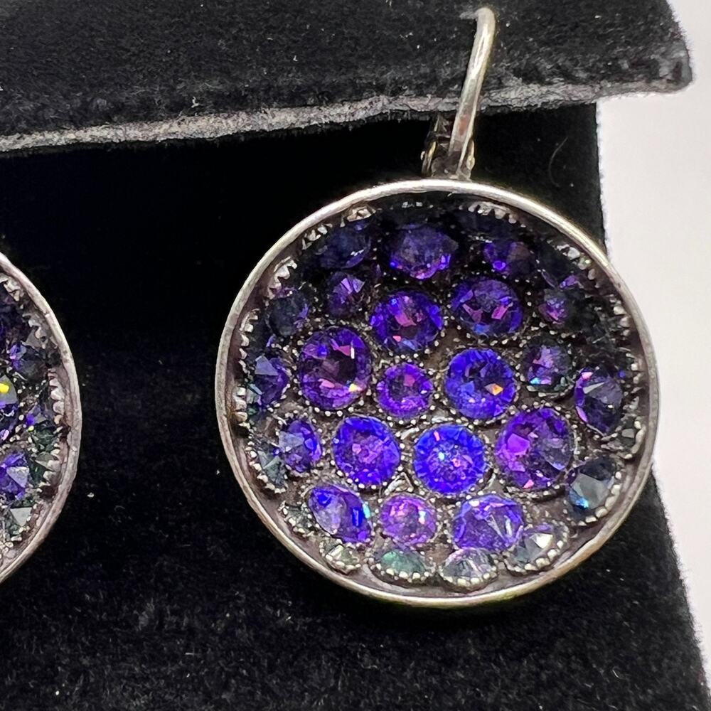 Vintage KONPLOTT Concave Purple Crystal Earrings - Picture 3 of 8